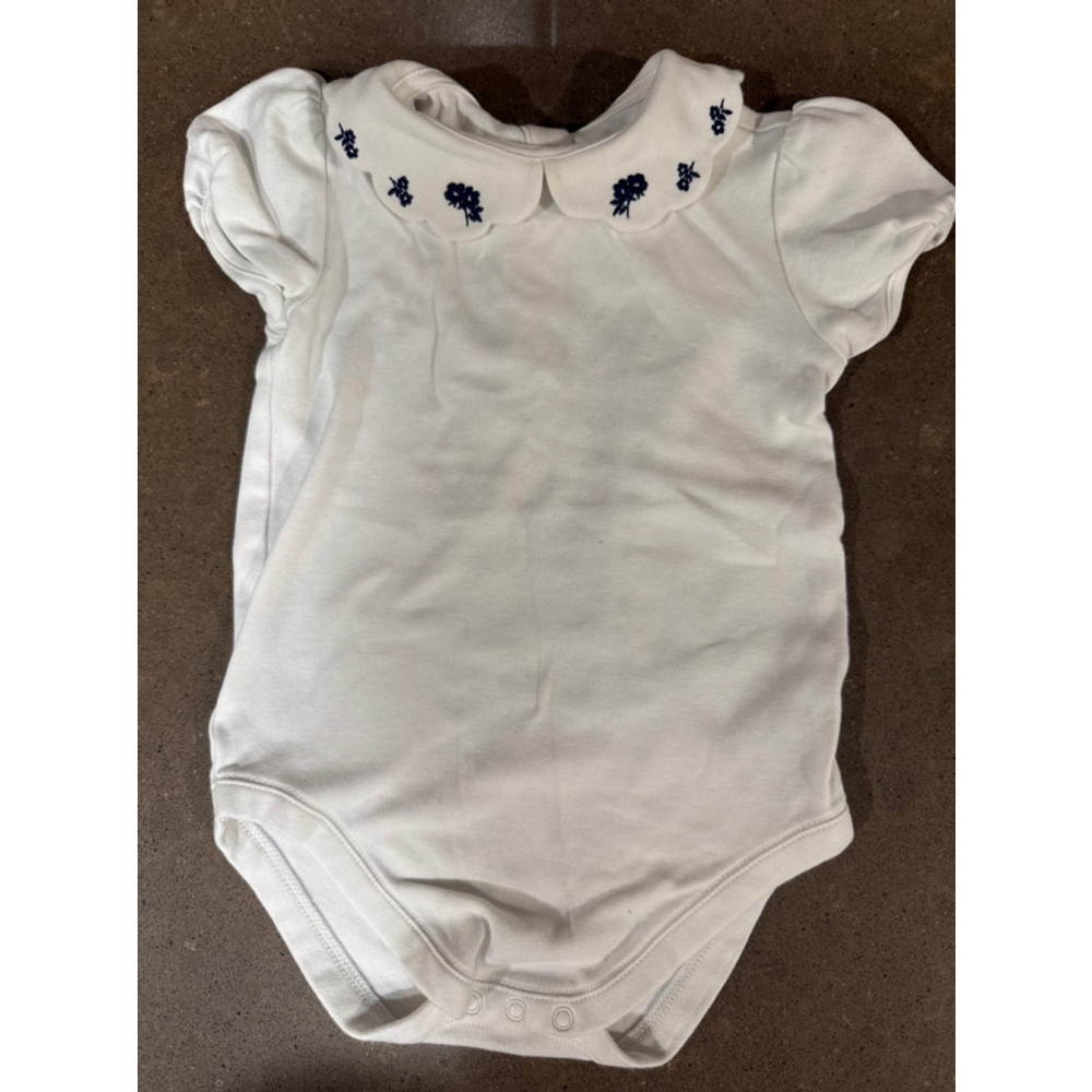 Baby Janie and Jack Bodysuit 18-24 Months White with Blue Flowers collar